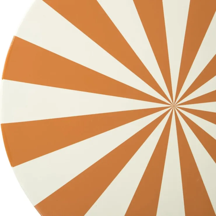 Xenos Bijzettafel stripes - beige/oranje - ø40x45 cm- Bijzettafels