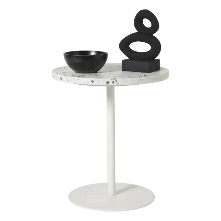 Xenos Bijzettafel Terrazzo - wit - ø40x45 cm- Bijzettafels