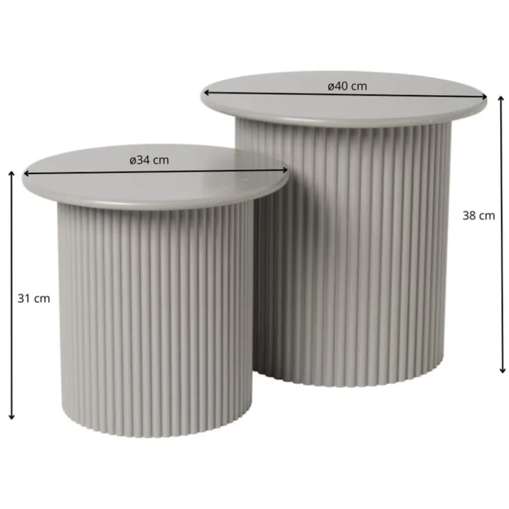 Xenos Bijzettafels Oslo - grijs - set van 2- Bijzettafels