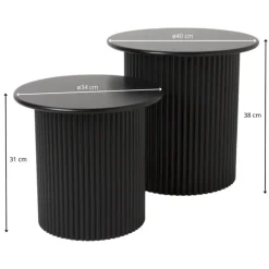 Xenos Bijzettafels Oslo - zwart - set van 2- Bijzettafels