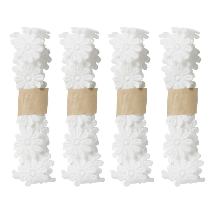 Xenos Bloemenband wit - set van 4 - 100 cm- Knutselspullen