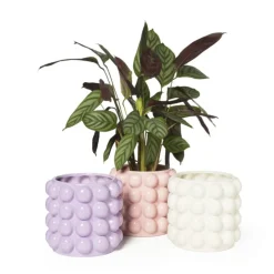 Xenos Bloempot bubbel - wit - ø15x15 cm- Bloempotten