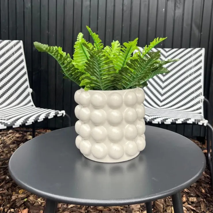 Xenos Bloempot bubbel - wit - ø15x15 cm- Bloempotten
