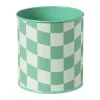 Xenos Bloempot geblokt groot - groen - ø13x14 cm- Bloempotten