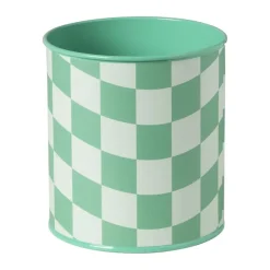 Xenos Bloempot geblokt groot - groen - ø13x14 cm- Bloempotten