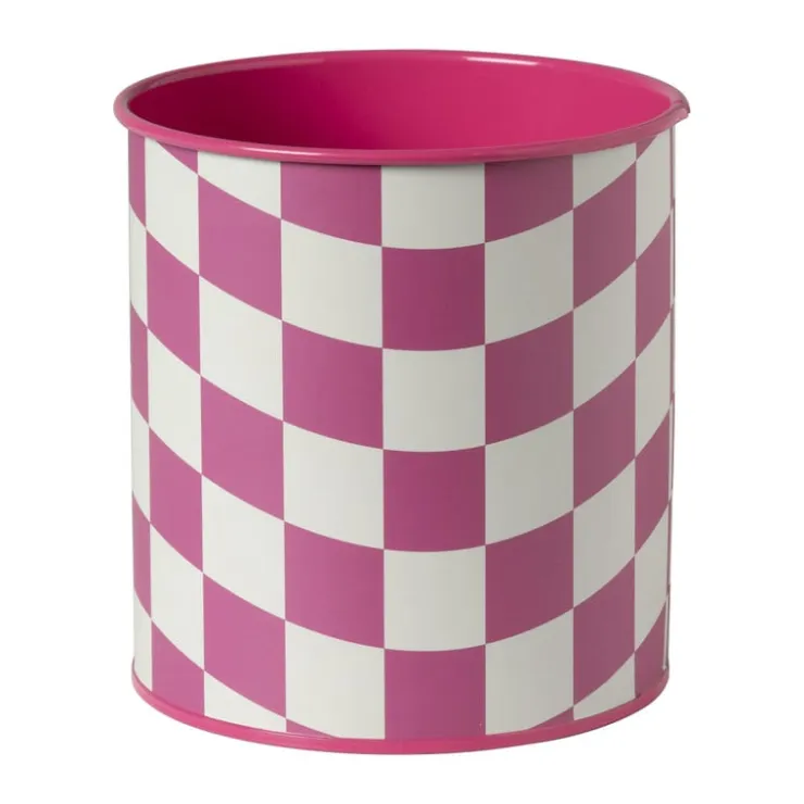 Xenos Bloempot geblokt groot - roze - ø13x14 cm- Bloempotten
