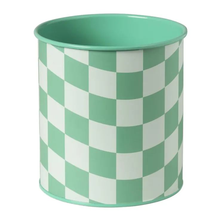 Xenos Bloempot geblokt klein - groen - ø12x13 cm- Bloempotten