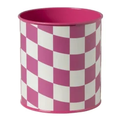 Xenos Bloempot geblokt klein - roze - ø12x13 cm- Bloempotten