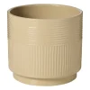 Xenos Bloempot lijnen - beige - ø19x17 cm- Bloempotten