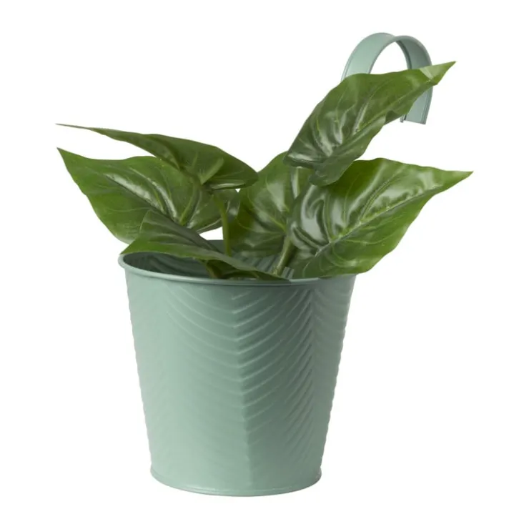 Xenos Bloempot met hengsel - groen - 25x20x14 cm- Plantenbakken|Bloempotten