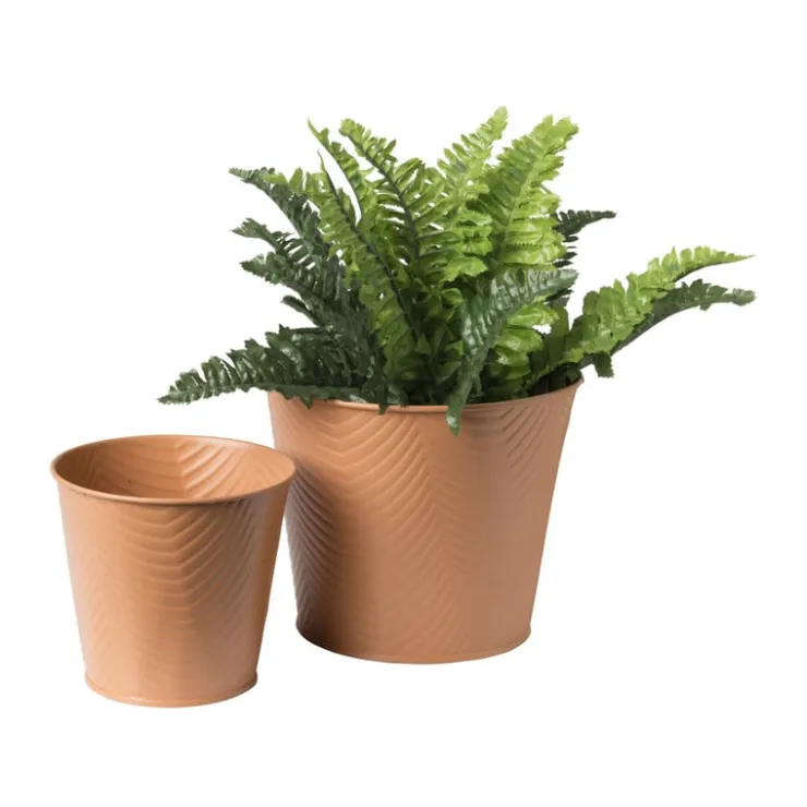 Xenos Bloempot patroon maat S - ø12x13 cm - oranje- Plantenbakken|Bloempotten
