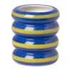 Xenos Bloempot rib groot - blauw/geel - ø9.5x11 cm- Bloempotten|Vazen