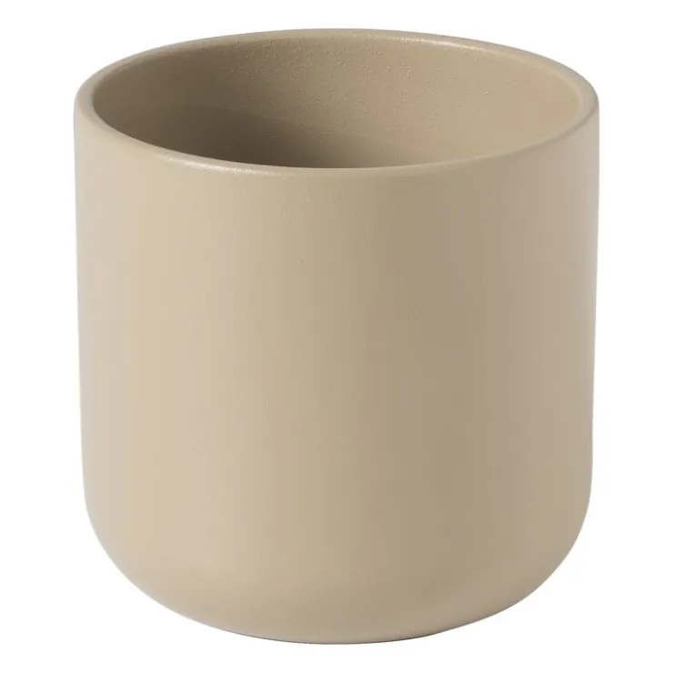 Xenos Bloempot streep - beige - ø11.5x11 cm- Kerstcadeaus|Bloempotten