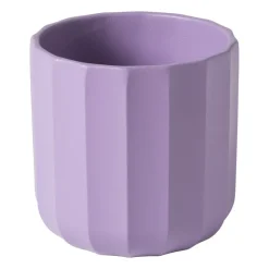 Xenos Bloempot streep - paars - ø11.5x11 cm- Bloempotten