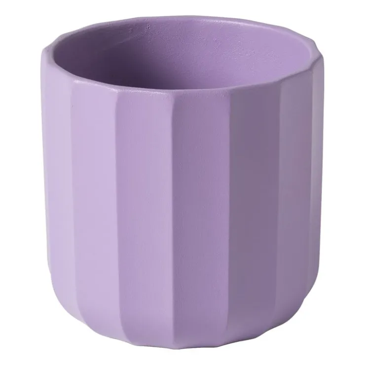 Xenos Bloempot streep - paars - ø11.5x11 cm- Bloempotten