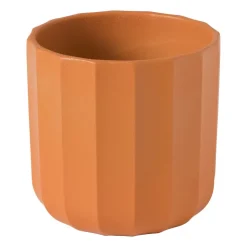Xenos Bloempot streep - rood - ø11.5x11 cm- Bloempotten