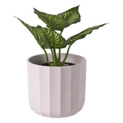 Xenos Bloempot streep - roze - ø13.5x12.6 cm- Bloempotten