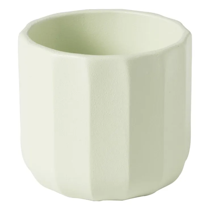 Xenos Bloempotje streep - groen - ø7x6.5 cm- Bloempotten