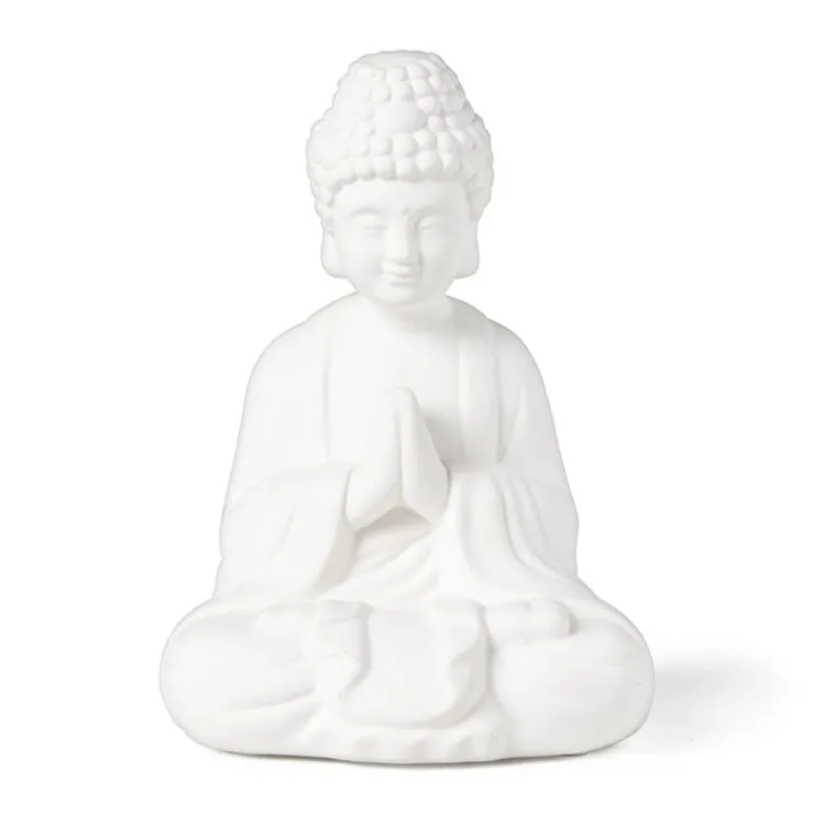 Xenos Boeddha porselein - wit - 14.2x11.2x19 cm- Boeddha Beelden|Decoratieve Beelden