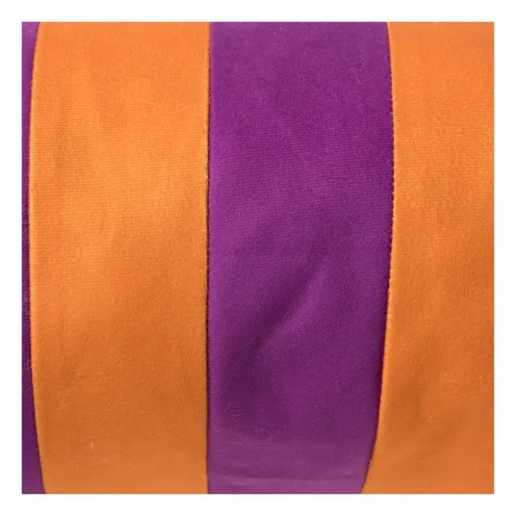 Xenos Bolster kussen met strepen - paars/oranje - ø18x45 cm- Kussens