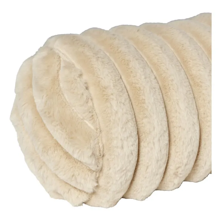 Xenos Bolster kussen rib - beige - ø15x45 cm- Kussens