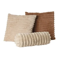 Xenos Bolster kussen rib - beige - ø15x45 cm- Kussens