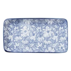 Xenos Bord blue print - botanic - 20x11 cm- Sushi Servies|Tapasservies