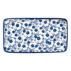 Xenos Bord blue print - flowers - 20x11 cm- Sushi Servies|Tapasservies