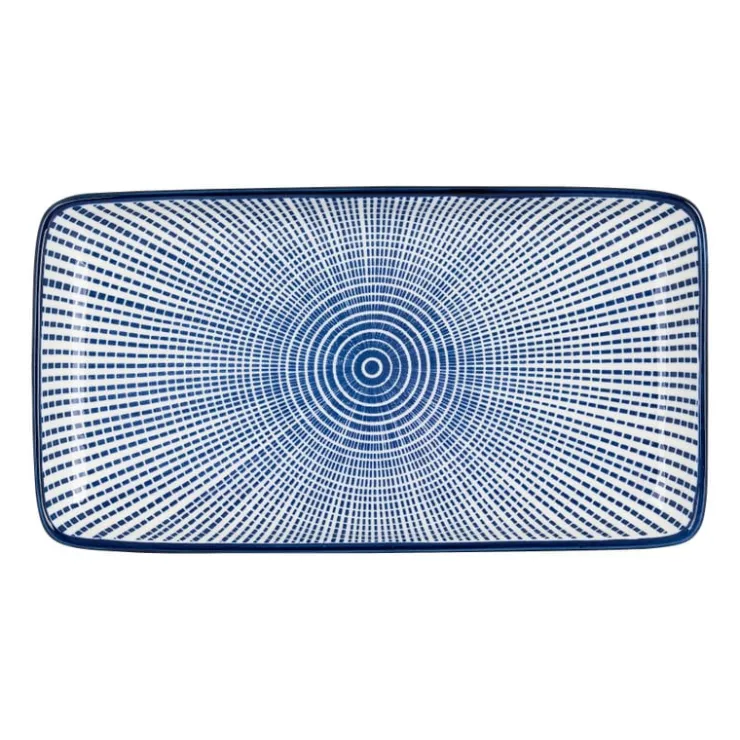 Xenos Bord blue print - stripes - 20x11 cm- Sushi Servies|Tapasservies