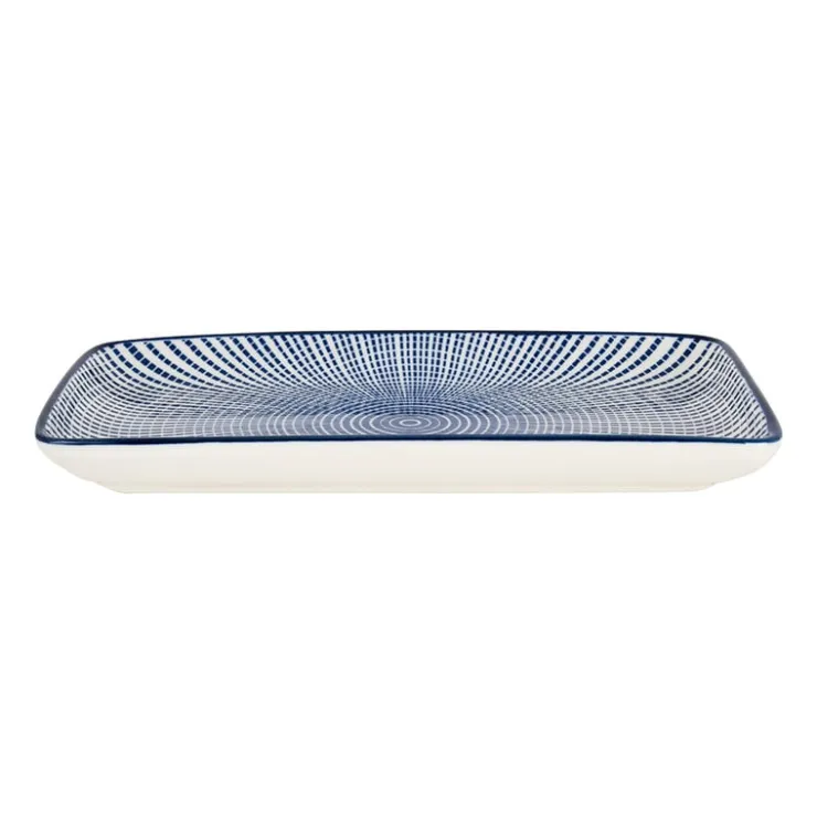 Xenos Bord blue print - stripes - 20x11 cm- Sushi Servies|Tapasservies