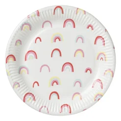Xenos Bord Rainbow - set van 8 - ø23 cm- Wegwerpservies|Kinderfeestjes