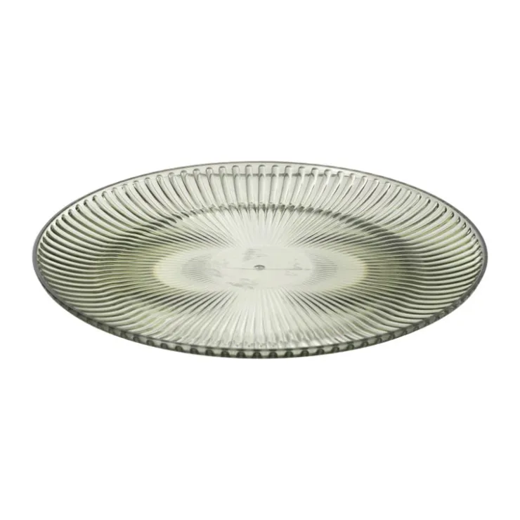 Xenos Bord streep - groen - ø22x1.5 cm- Borden
