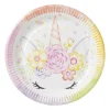 Xenos Bord Unicorn - set van 8 - ø23 cm- Wegwerpservies|Kinderfeestjes