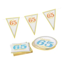 Xenos Borden 65 jaar - 8 stuks- Wegwerpservies|Verjaardagen