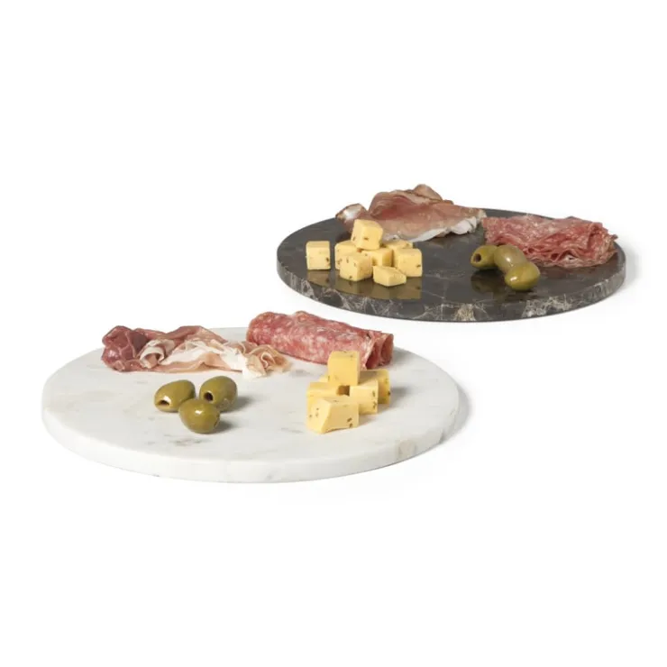 Xenos Borrelplank marmer rond - bruin - ø28x1.5 cm- Borrelplanken