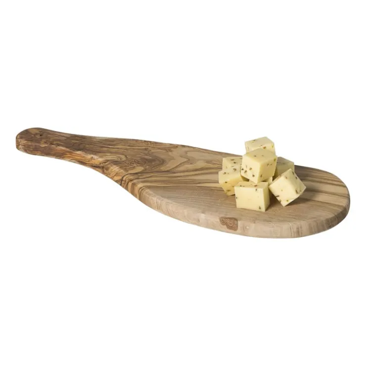 Xenos Borrelplank olijfhout medium - bruin - 35x14 cm- Borrelplanken