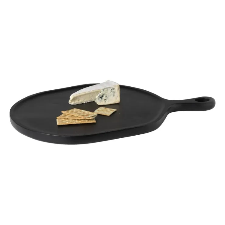 Xenos Borrelplank organisch - acaciahout - zwart - 40x58 cm- Borrelplanken