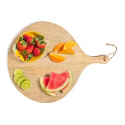 Xenos Borrelplank van mangohout - rond - 50x40 cm- Borrelplanken