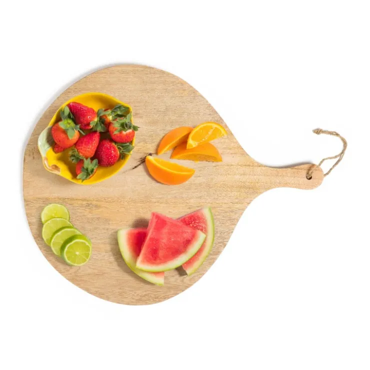Xenos Borrelplank van mangohout - rond - 50x40 cm- Borrelplanken