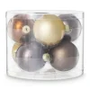 Xenos Box met kerstballen - bruin - ø7 cm - set van 8- Kerstballen
