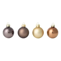 Xenos Box met kerstballen - bruin - ø4 cm - set van 16- Kerstballen