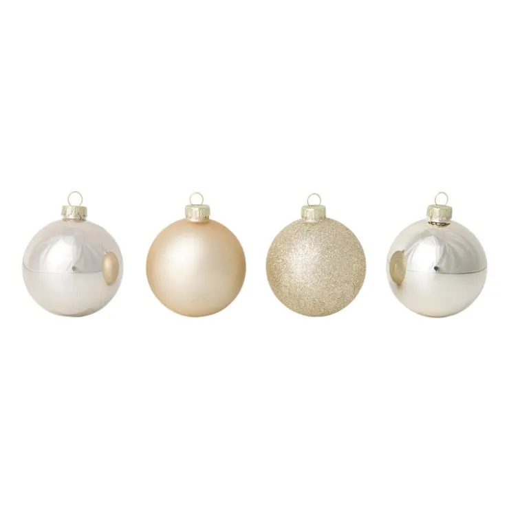 Xenos Box met kerstballen - goudkleurig - ø7 cm - set van 8- Kerstballen