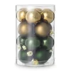 Xenos Box met kerstballen - groen - ø4cm - set van 16- Kerstballen