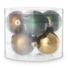 Xenos Box met kerstballen - groen - ø7 cm - set van 8- Kerstballen