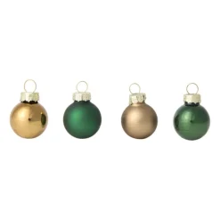 Xenos Box met kerstballen - groen - ø2.5 cm - set van 16- Kerstballen