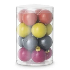 Xenos Box met kerstballen - multikleur - ø4 cm - set van 16- Kerstballen