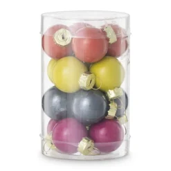 Xenos Box met kerstballen - multikleur - ø2.5 cm - set van 16- Kerstballen