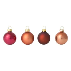 Xenos Box met kerstballen - rood - ø4 cm - set van 16- Kerstballen