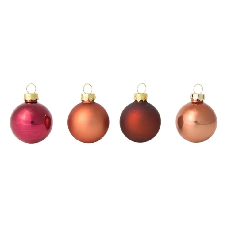 Xenos Box met kerstballen - rood - ø4 cm - set van 16- Kerstballen