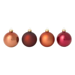 Xenos Box met kerstballen - rood - ø7 cm - set van 8- Kerstballen